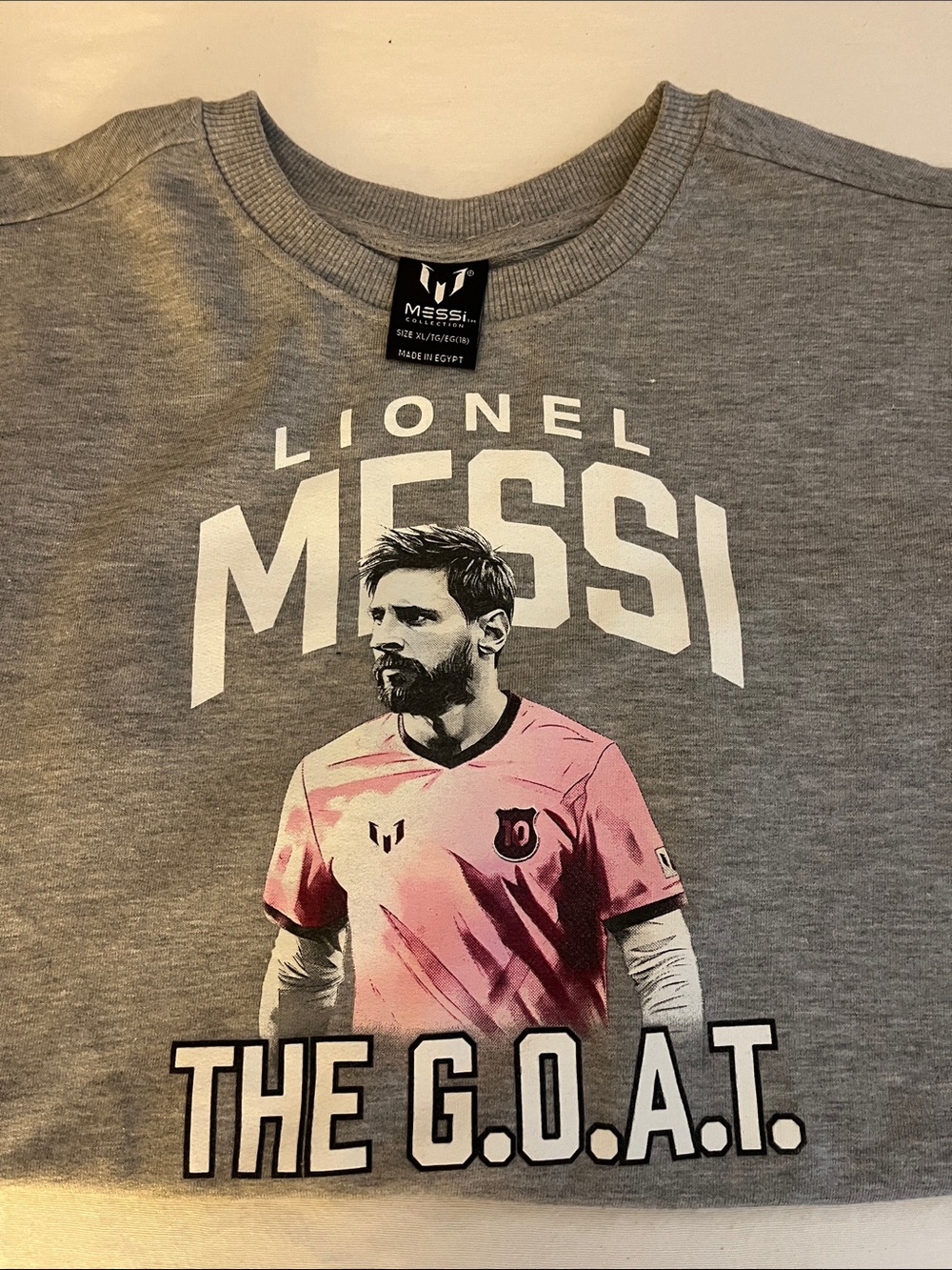 Lionel Messi Grey Graphic Sweatshirt with Pink Print